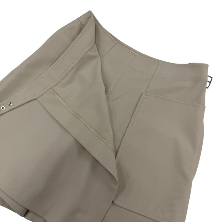 Excellent HERMES Shorts Belt-design culotte pants beige Virgin wool Women 36