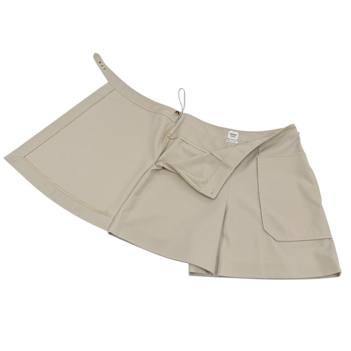 Excellent HERMES Shorts Belt-design culotte pants beige Virgin wool Women 36