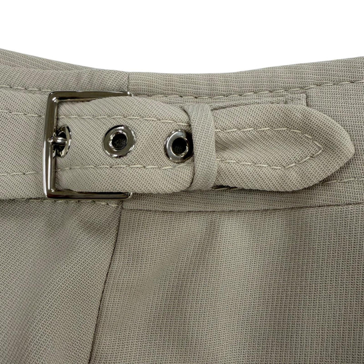 Excellent HERMES Shorts Belt-design culotte pants beige Virgin wool Women 36