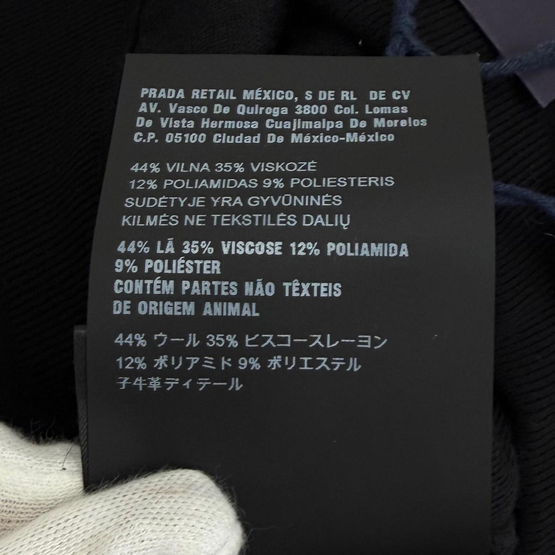 Pristine PRADA Pants Triangle knit with logo black wool Women 38 22225
