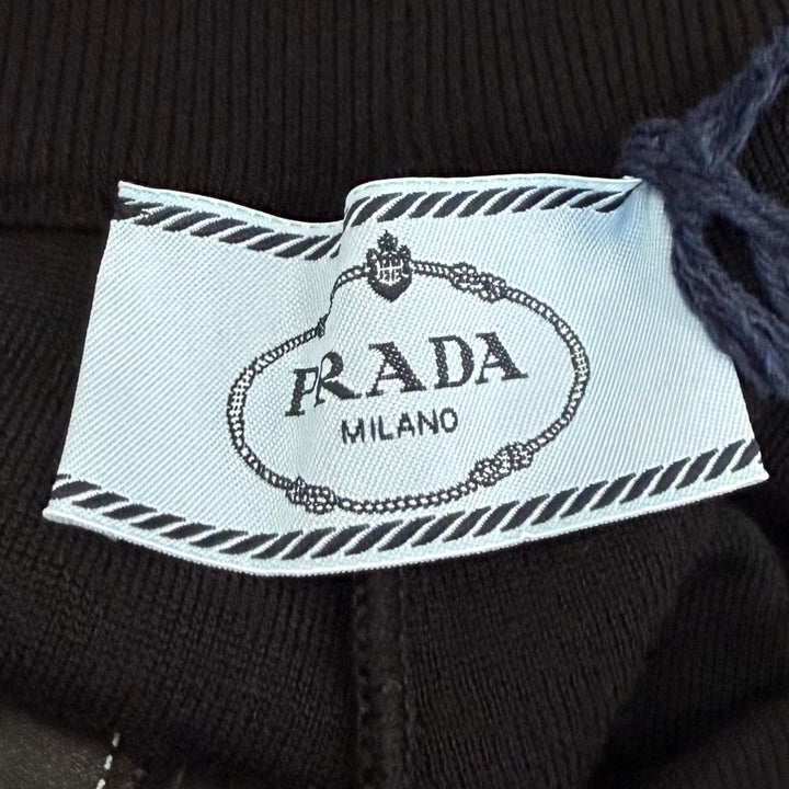 Pristine PRADA Pants Triangle knit with logo black wool Women 38 22225
