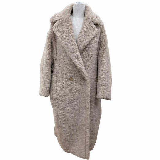 Excellent Max Mara coat Teddy bear Silk blend, beige alpaca 101615136