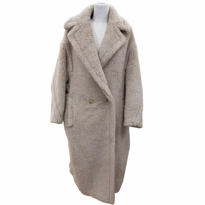 Excellent Max Mara coat Teddy bear Silk blend, beige alpaca 101615136