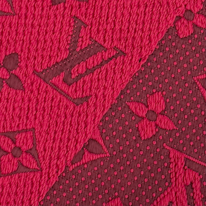 Great LOUIS VUITTON Scarf Escalp Logo Mania Monogram fringe Red wool 413287