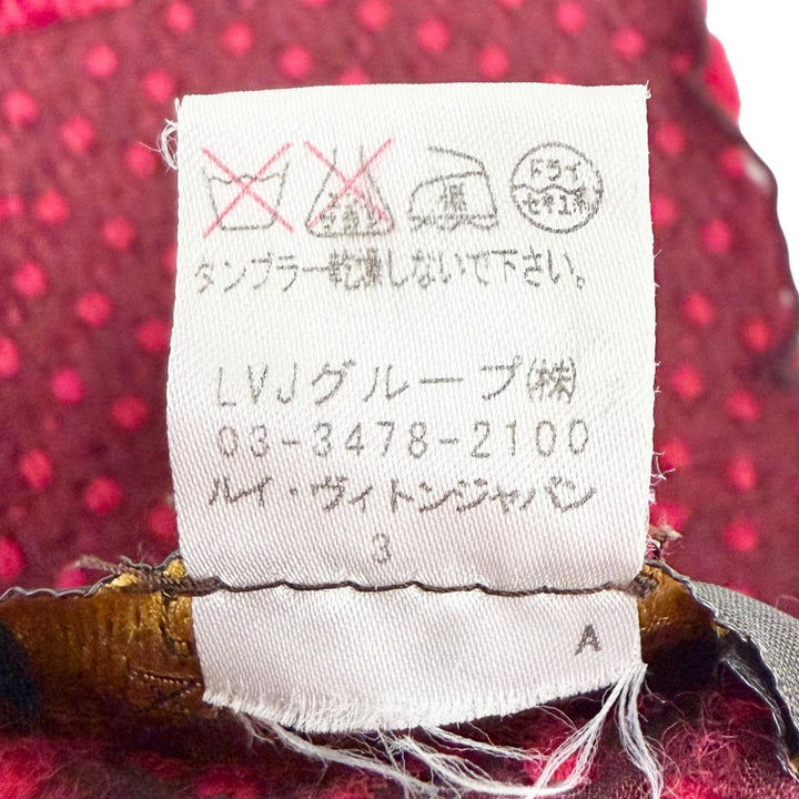 Great LOUIS VUITTON Scarf Escalp Logo Mania Monogram fringe Red wool 413287