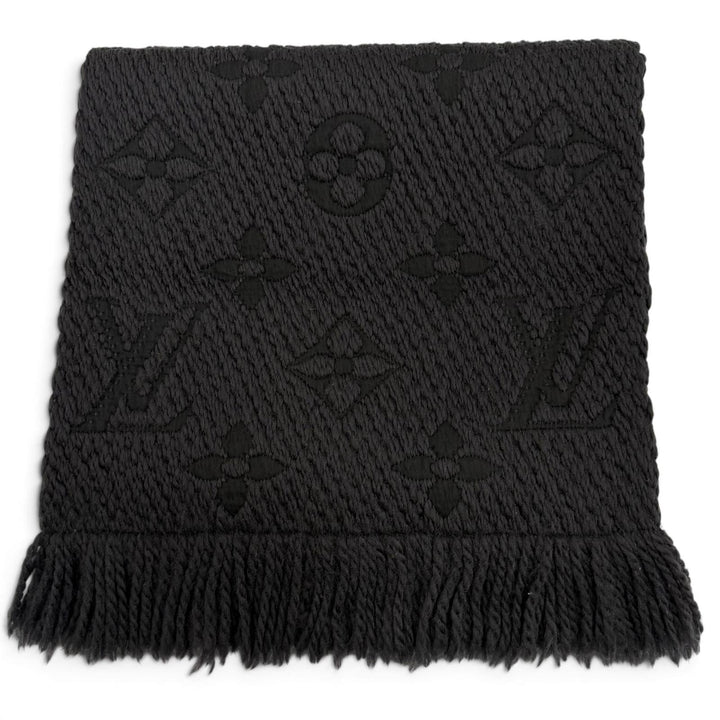 Great LOUIS VUITTON Scarf Escharpe Logomania Monogram With fringe gray M72431