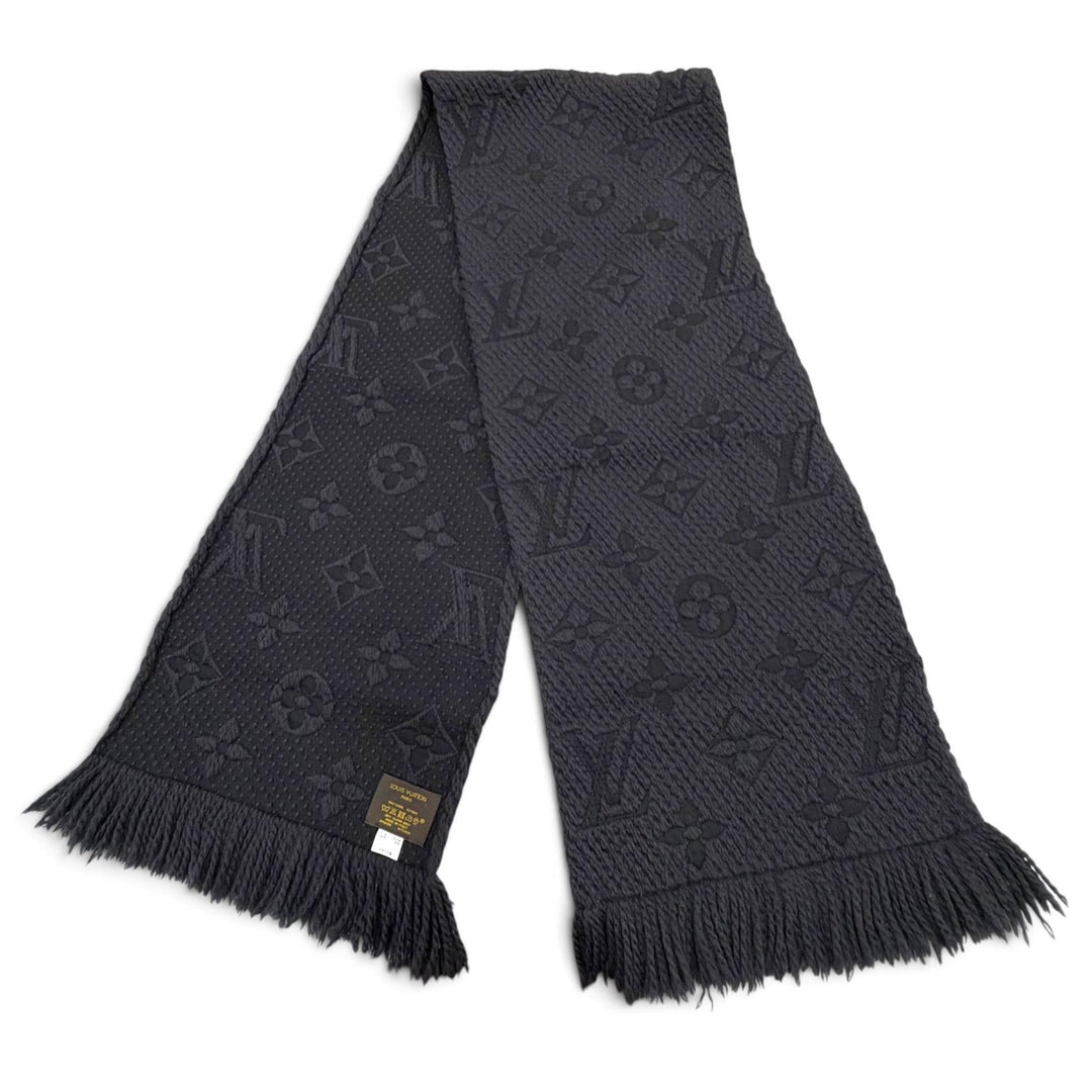 Great LOUIS VUITTON Scarf Escharpe Logomania Monogram With fringe gray M72431