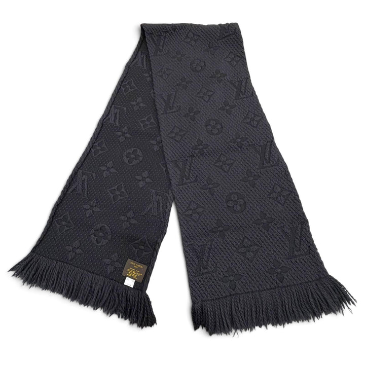 Great LOUIS VUITTON Scarf Escharpe Logomania Monogram With fringe gray M72431