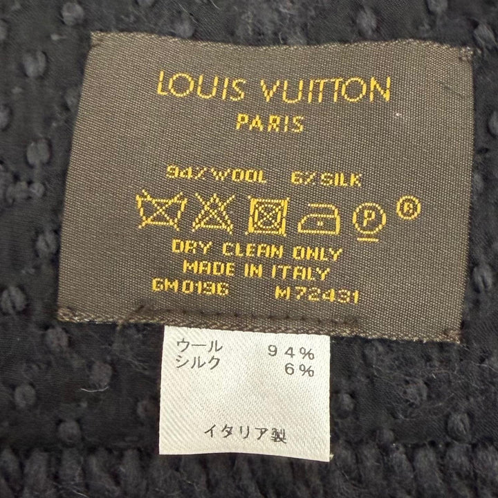 Great LOUIS VUITTON Scarf Escharpe Logomania Monogram With fringe gray M72431