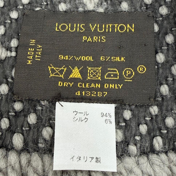 Great LOUIS VUITTON Scarf Escharpe Logomania Monogram With fringe Gurege wool