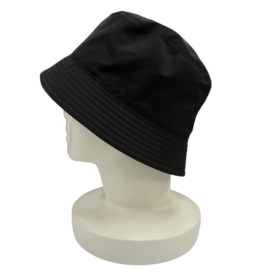 Excellent PRADA Triangle logo Re-Nylon bucket hat black Women M 1HC137