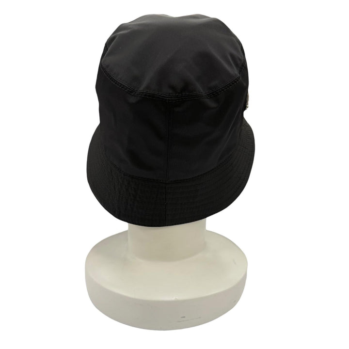 Excellent PRADA Triangle logo Re-Nylon bucket hat black Women M 1HC137