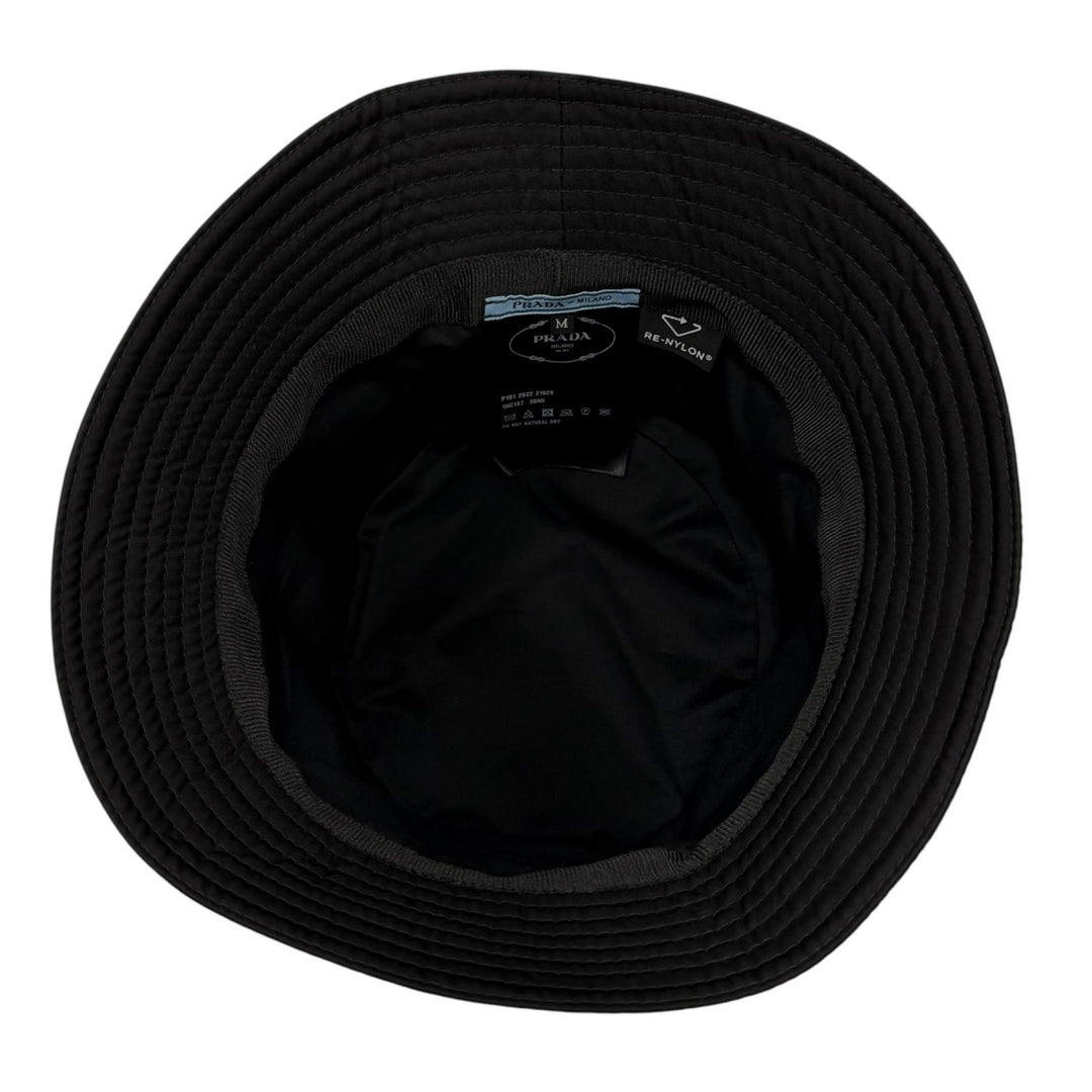 Excellent PRADA Triangle logo Re-Nylon bucket hat black Women M 1HC137