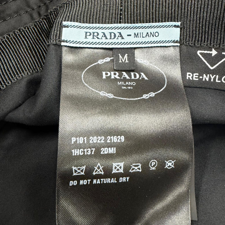 Excellent PRADA Triangle logo Re-Nylon bucket hat black Women M 1HC137