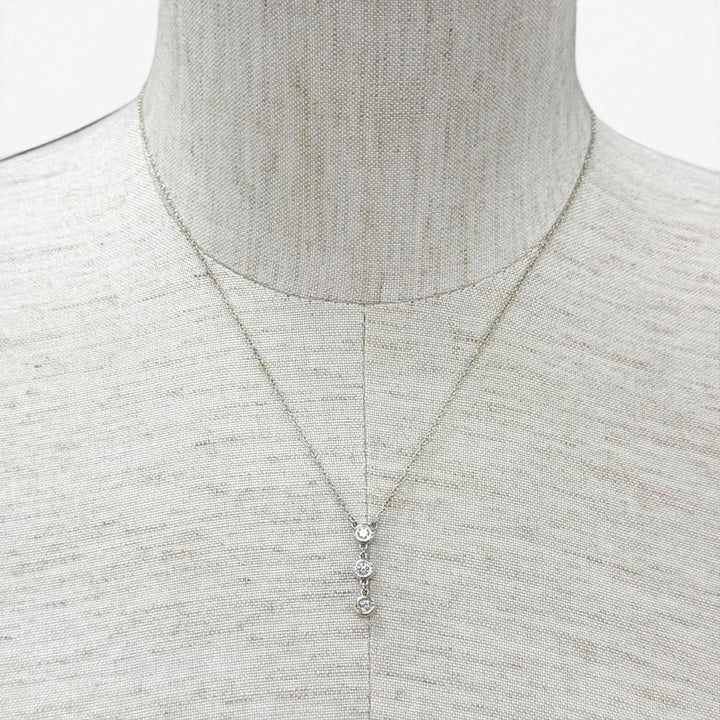 Great TIFFANY&Co. Necklace By the Yard 3-Piece Diamond Drop Pendant Silver AG925