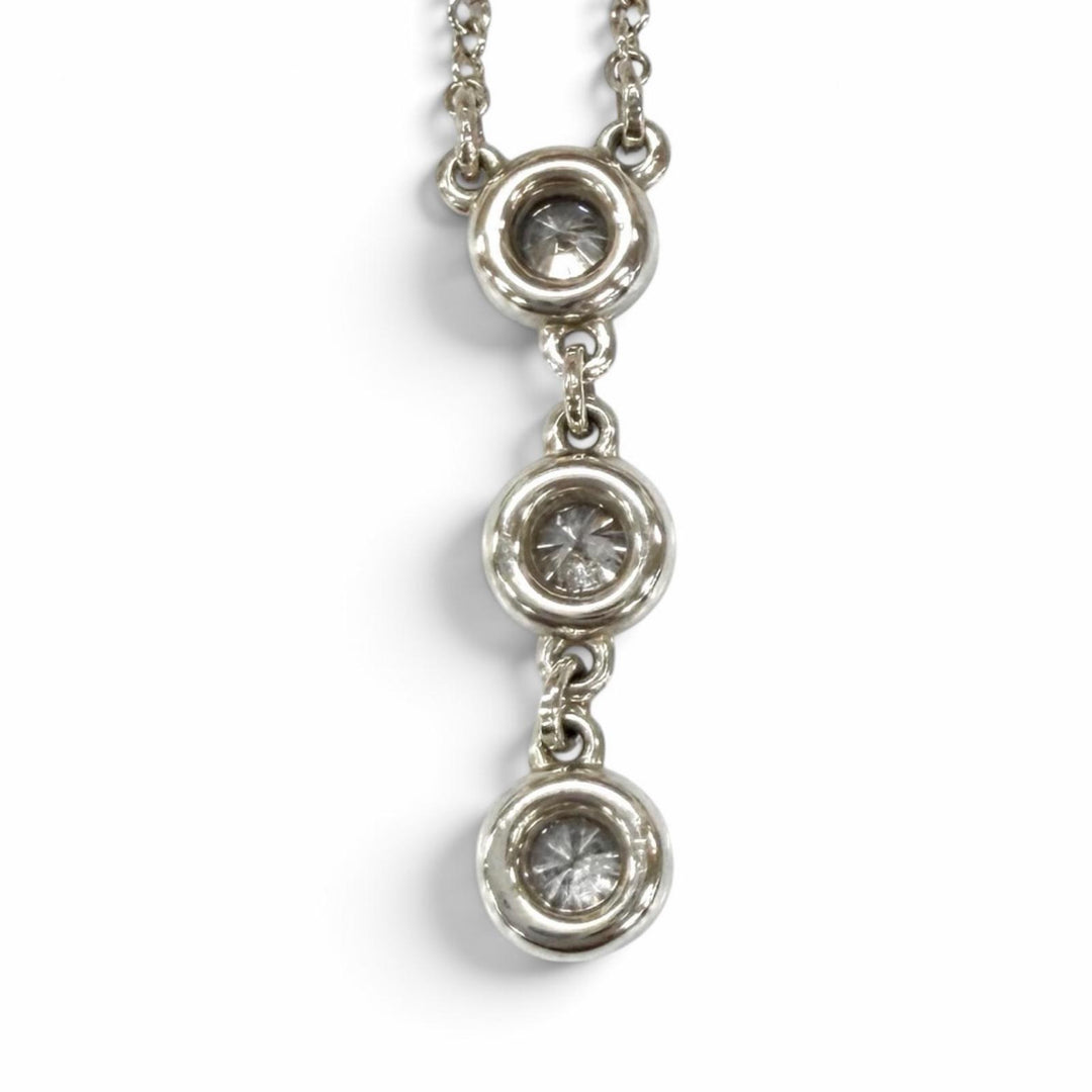 Great TIFFANY&Co. Necklace By the Yard 3-Piece Diamond Drop Pendant Silver AG925