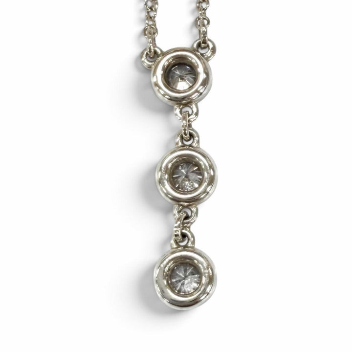 Great TIFFANY&Co. Necklace By the Yard 3-Piece Diamond Drop Pendant Silver AG925