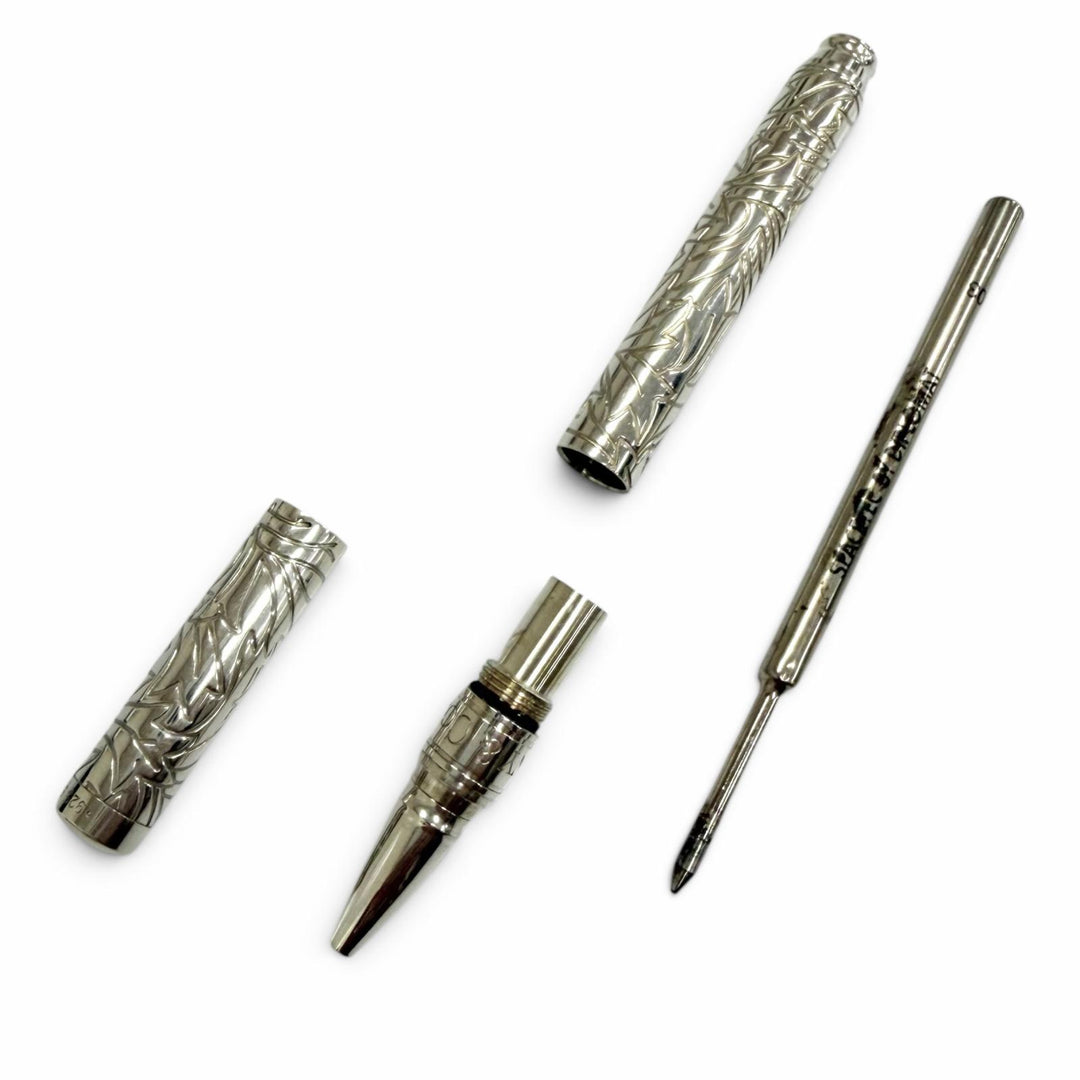 Great TIFFANY&Co. Ballpoint pen Leaf design cap type Silver SV925 mens