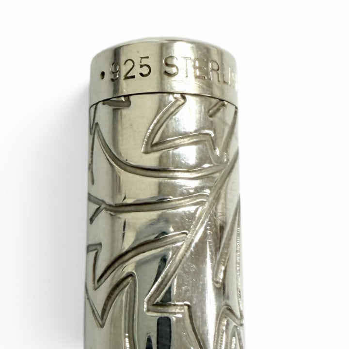 Great TIFFANY&Co. Ballpoint pen Leaf design cap type Silver SV925 mens