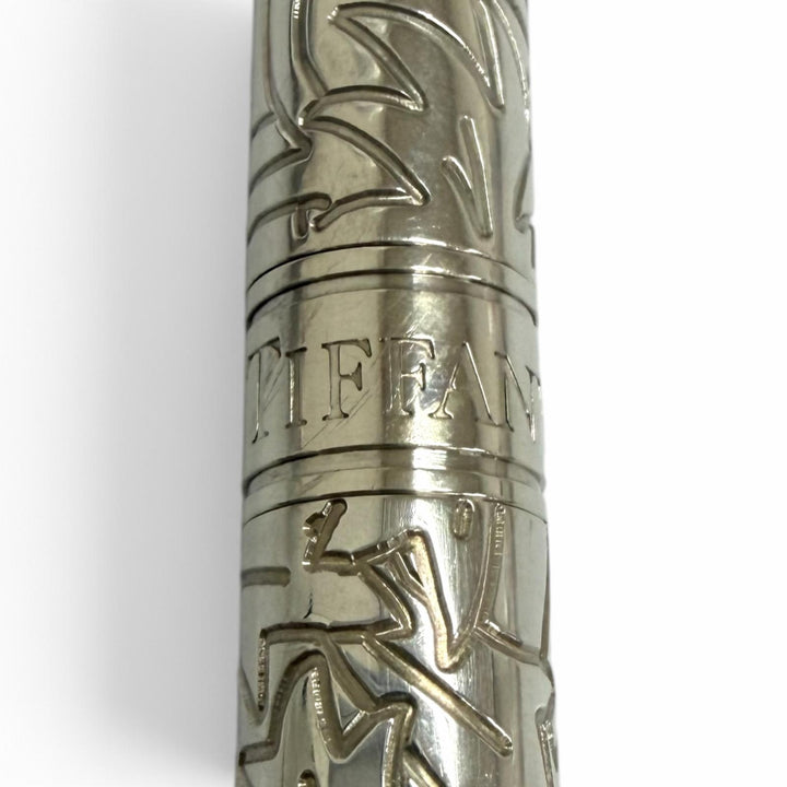 Great TIFFANY&Co. Ballpoint pen Leaf design cap type Silver SV925 mens