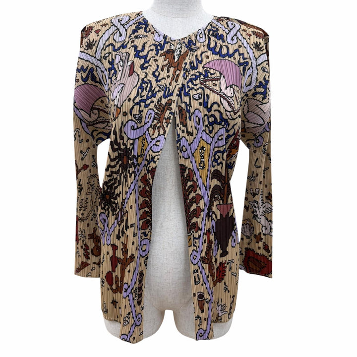 Excellent PLEATS PLEASE cardigan All-over pattern design Long sleeves 3