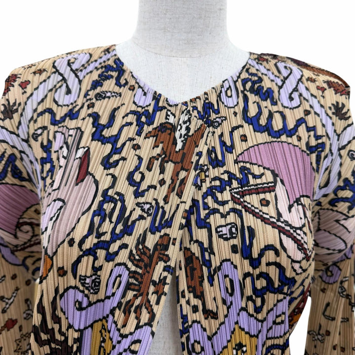 Excellent PLEATS PLEASE cardigan All-over pattern design Long sleeves 3