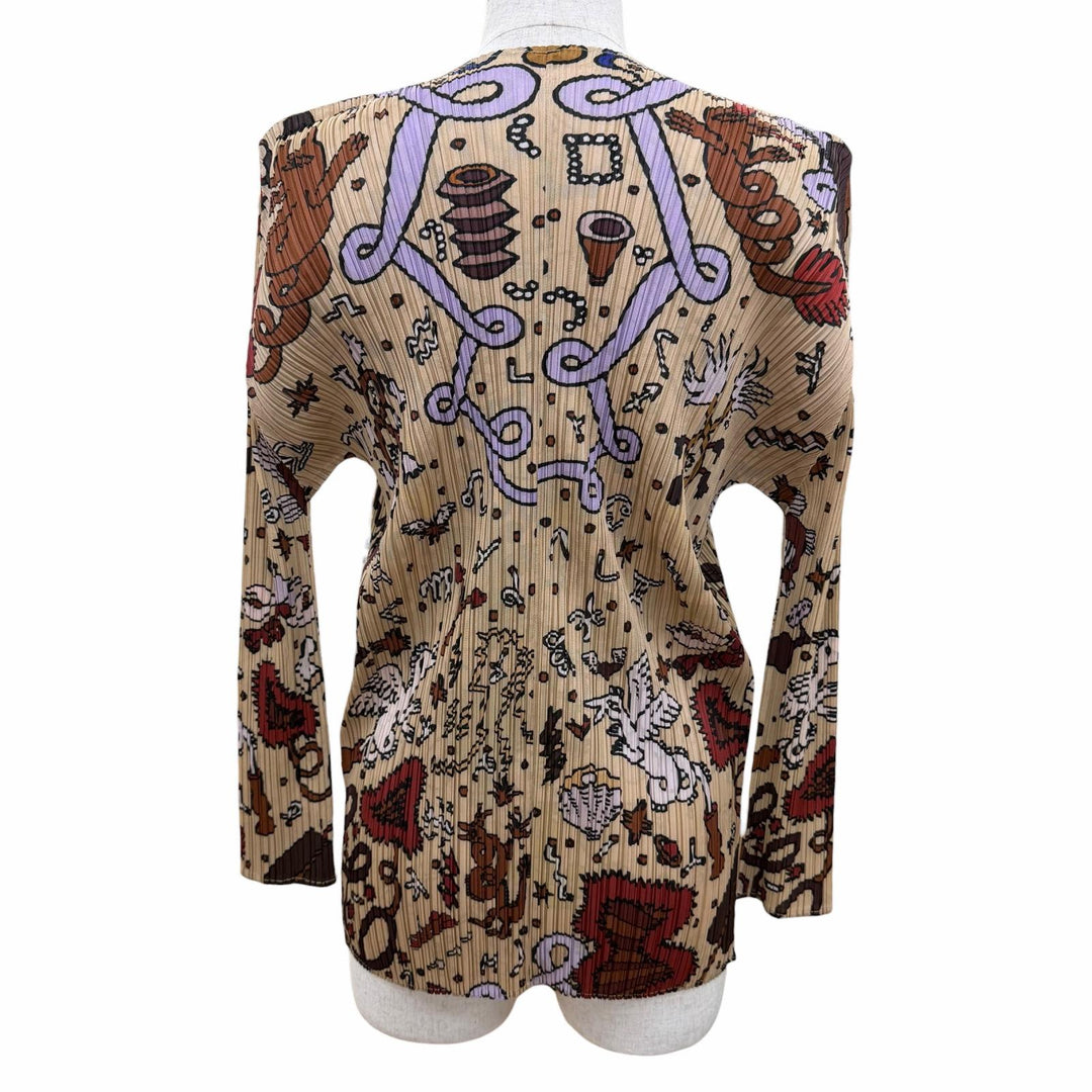 Excellent PLEATS PLEASE cardigan All-over pattern design Long sleeves 3
