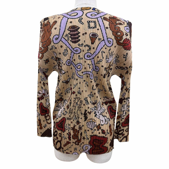 Excellent PLEATS PLEASE cardigan All-over pattern design Long sleeves 3