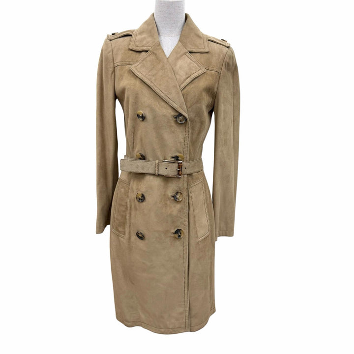Great GUCCI trench coat Bamboo buckle, suede leather beige Cowhide 40 172198