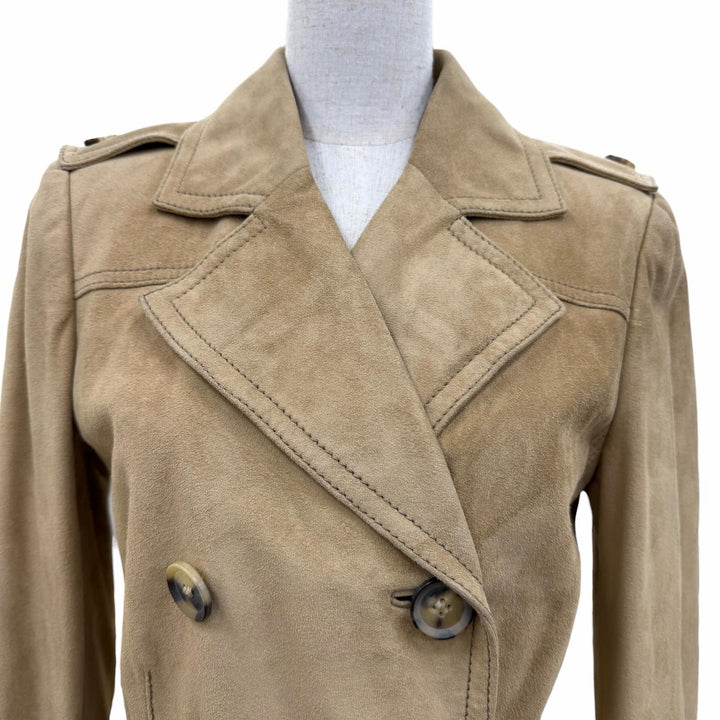 Great GUCCI trench coat Bamboo buckle, suede leather beige Cowhide 40 172198