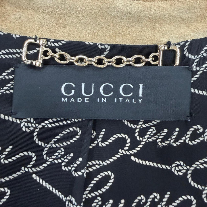 Great GUCCI trench coat Bamboo buckle, suede leather beige Cowhide 40 172198