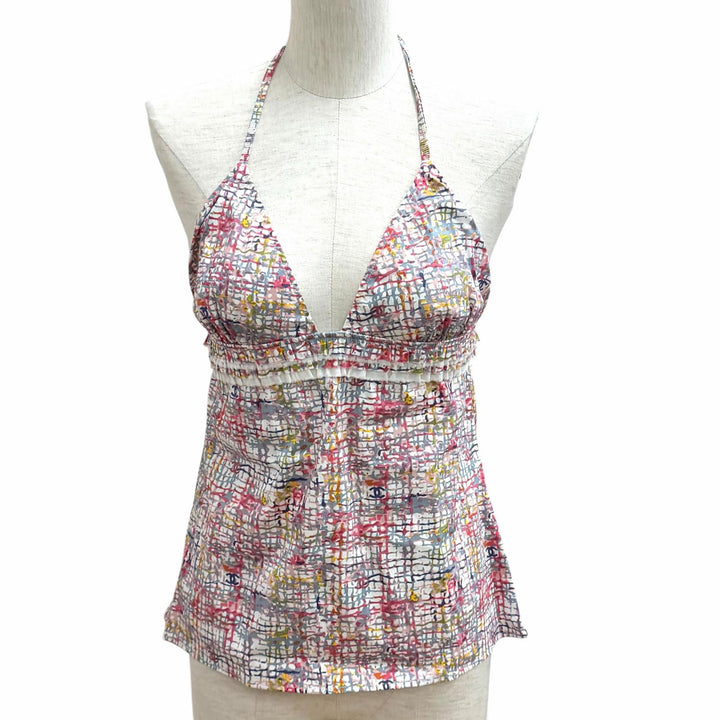 Pristine CHANEL tops Tweed COCO Mark print swimwear Multi cotton 40 05C P25019