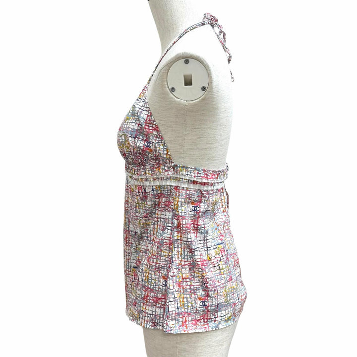 Pristine CHANEL tops Tweed COCO Mark print swimwear Multi cotton 40 05C P25019