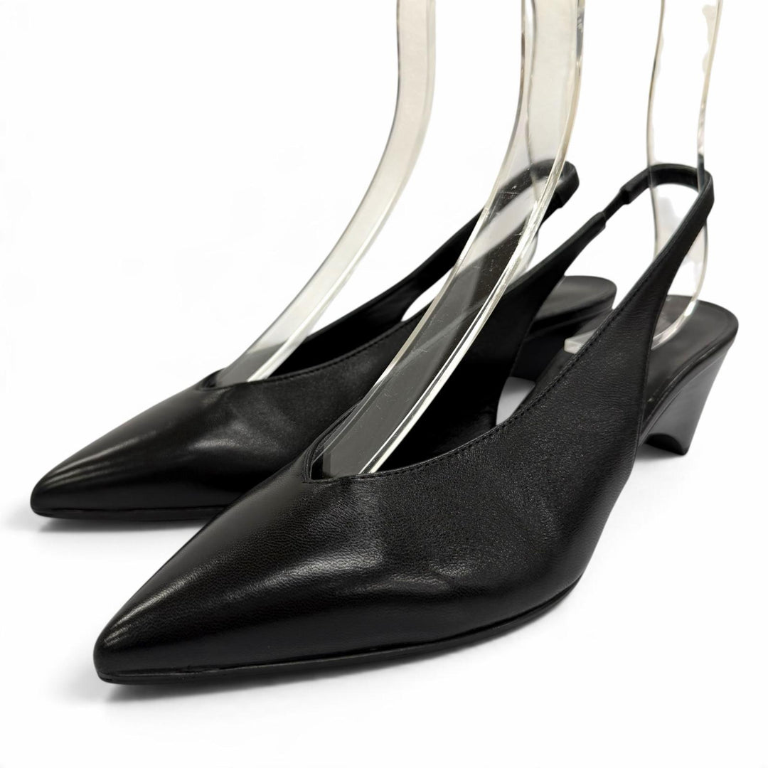 Great HERMES pumps Antim 55 Back strap black leather Women 35.5 241136Z