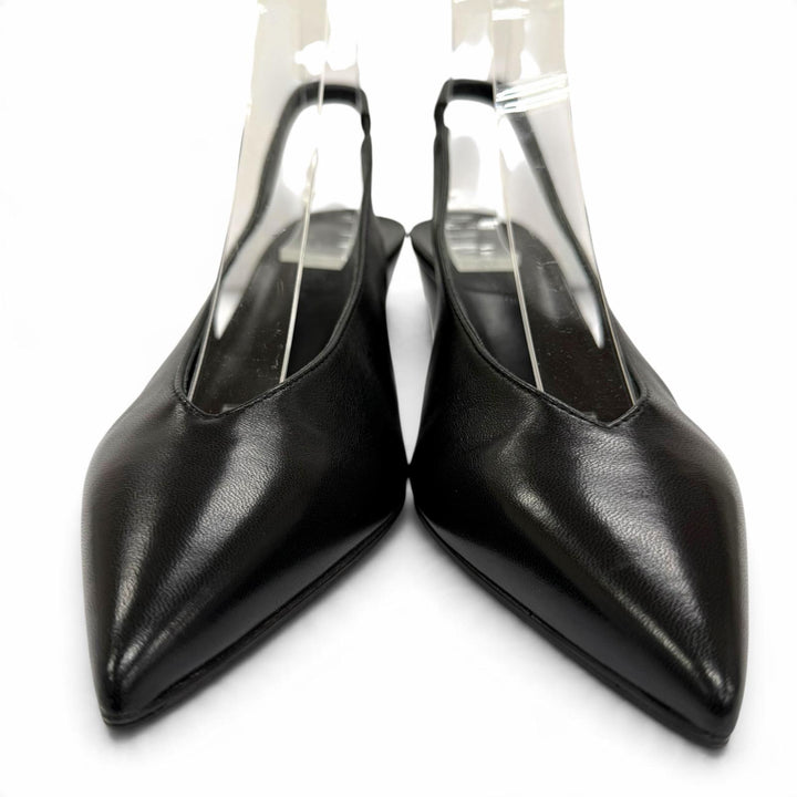 Great HERMES pumps Antim 55 Back strap black leather Women 35.5 241136Z