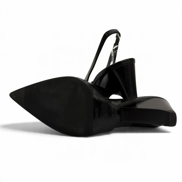 Great HERMES pumps Antim 55 Back strap black leather Women 35.5 241136Z