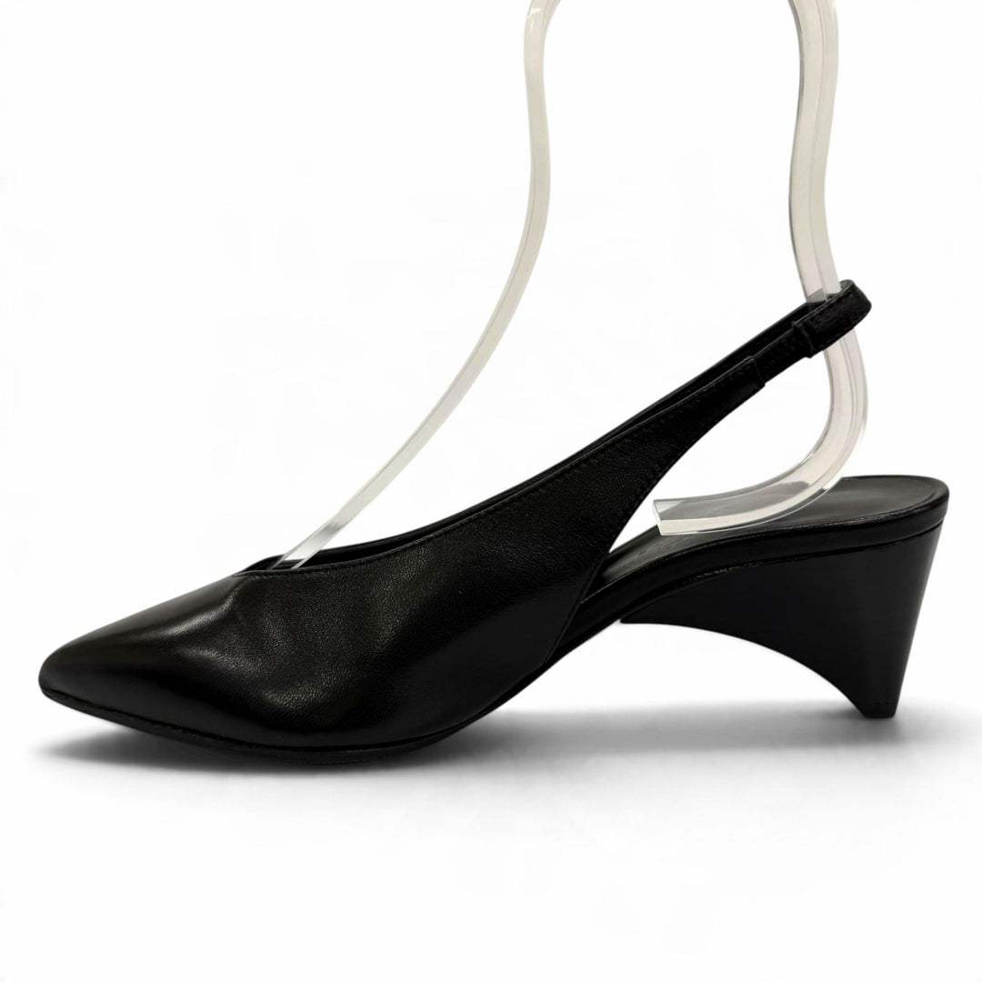 Great HERMES pumps Antim 55 Back strap black leather Women 35.5 241136Z