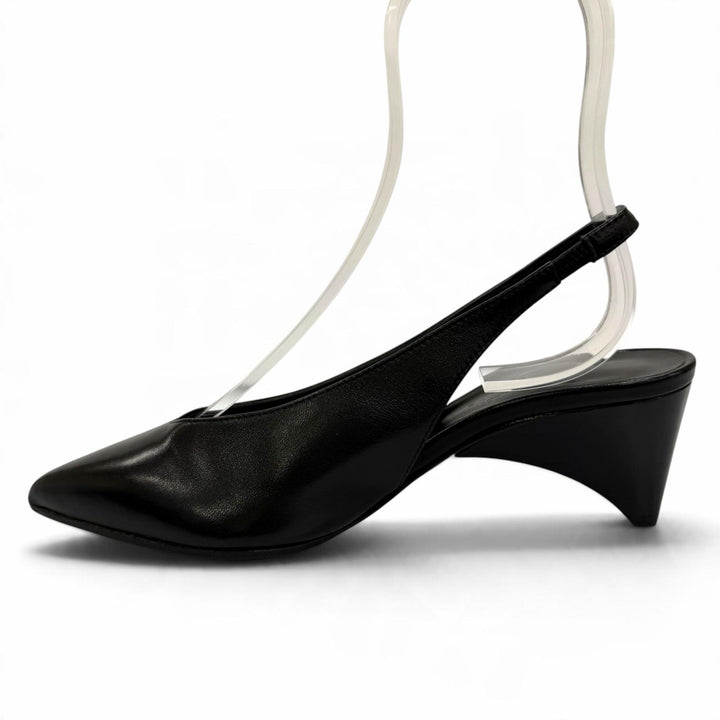 Great HERMES pumps Antim 55 Back strap black leather Women 35.5 241136Z
