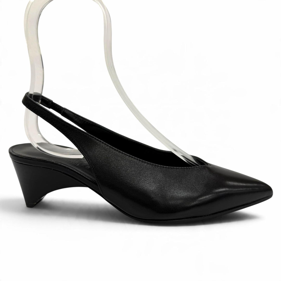 Great HERMES pumps Antim 55 Back strap black leather Women 35.5 241136Z