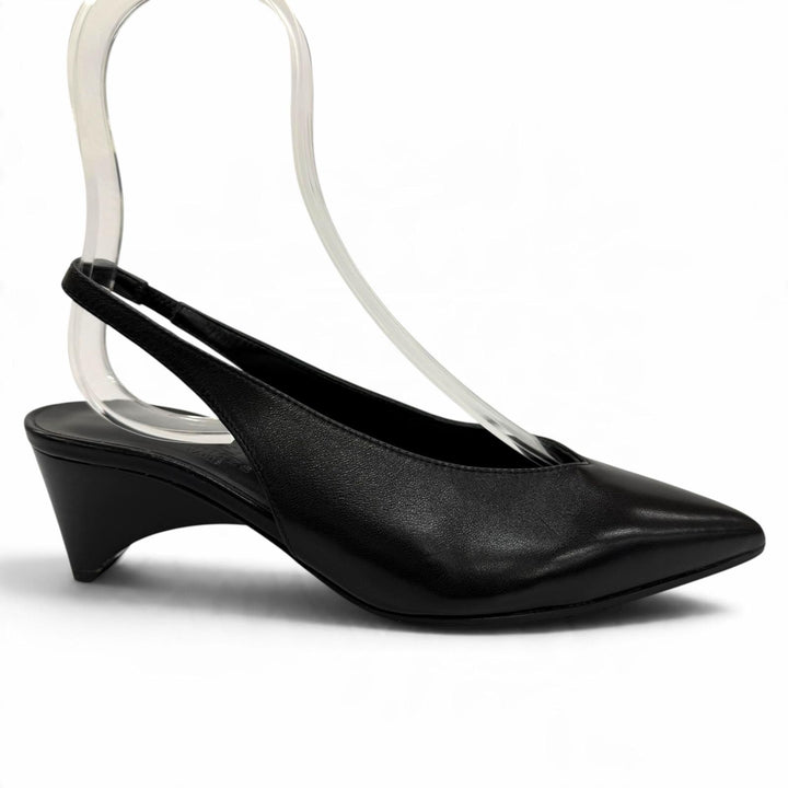Great HERMES pumps Antim 55 Back strap black leather Women 35.5 241136Z