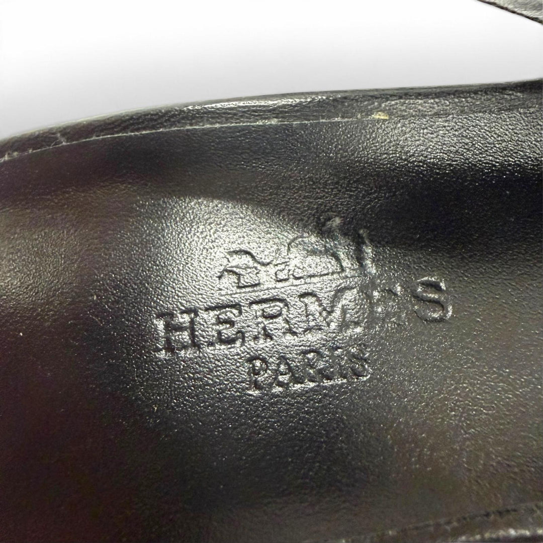 Great HERMES pumps Antim 55 Back strap black leather Women 35.5 241136Z