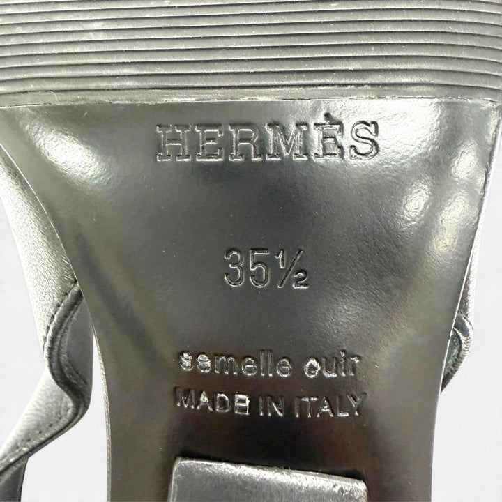 Great HERMES pumps Antim 55 Back strap black leather Women 35.5 241136Z