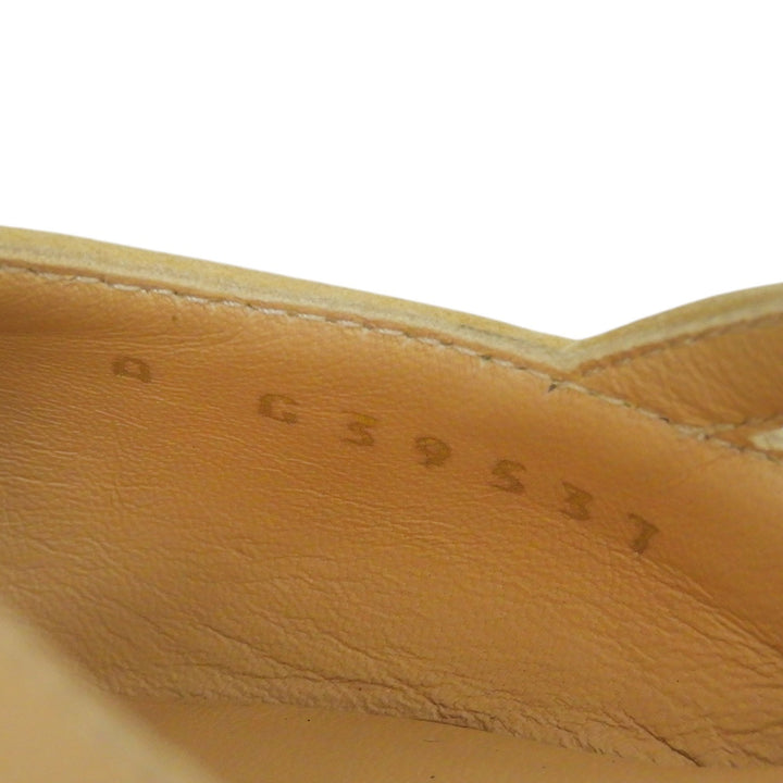 Excellent CHANEL pumps COCO Mark Slingback Low Heel beige Suede leather Women