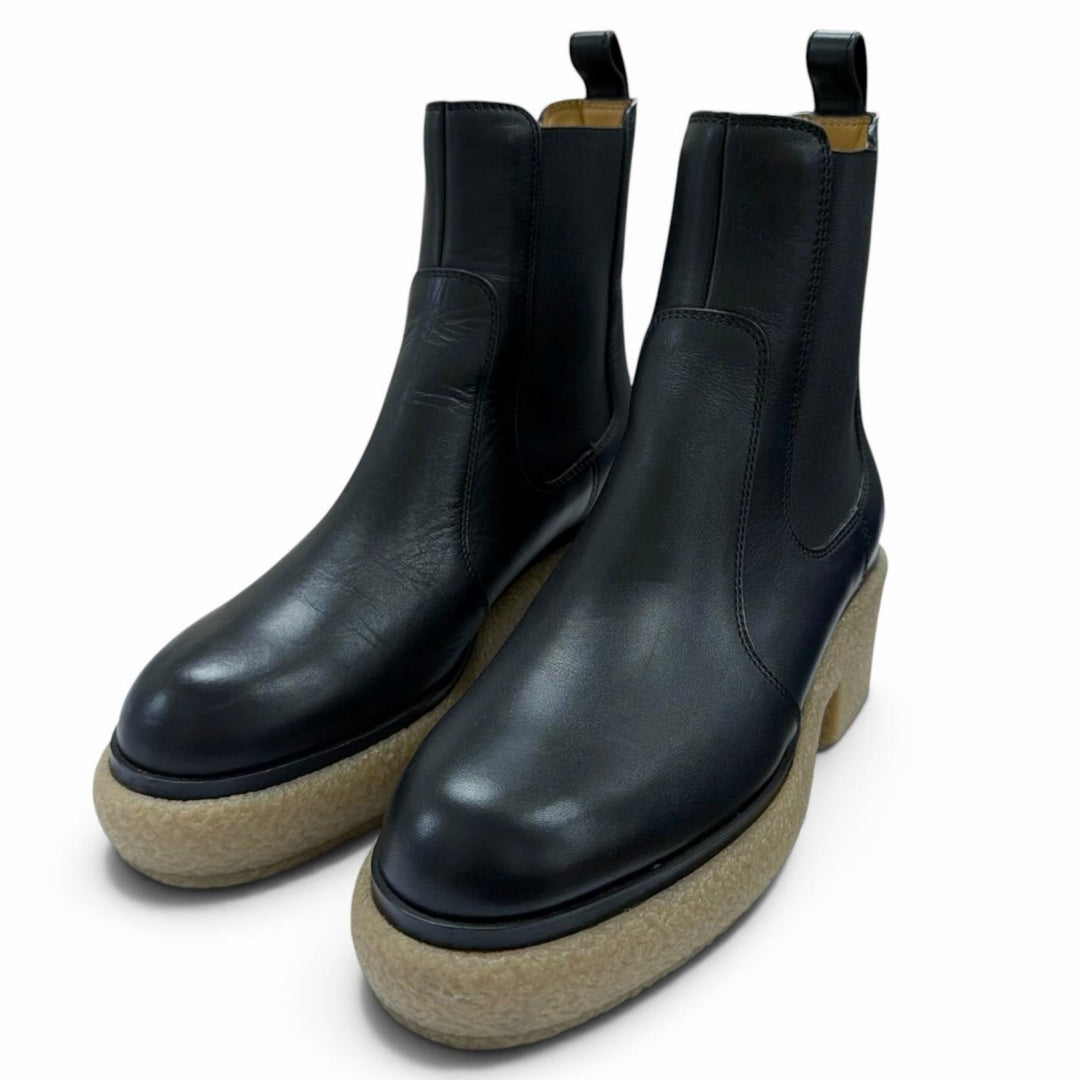 Excellent HERMES boots Forever 30 Side Gore black leather Women 36 222042Z