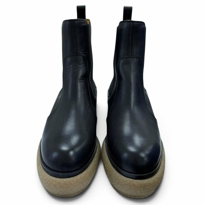 Excellent HERMES boots Forever 30 Side Gore black leather Women 36 222042Z