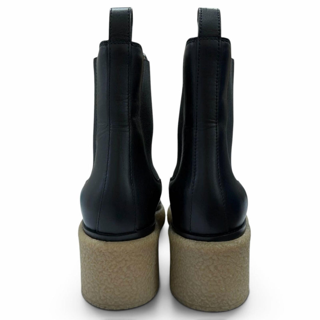 Excellent HERMES boots Forever 30 Side Gore black leather Women 36 222042Z