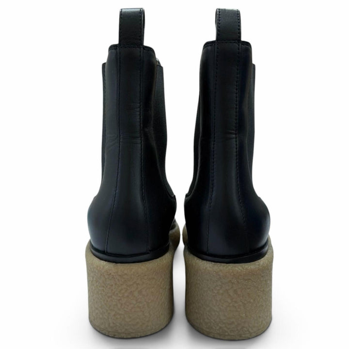 Excellent HERMES boots Forever 30 Side Gore black leather Women 36 222042Z