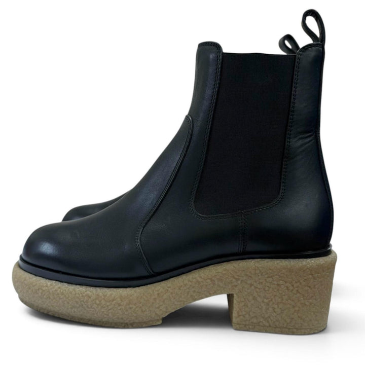 Excellent HERMES boots Forever 30 Side Gore black leather Women 36 222042Z