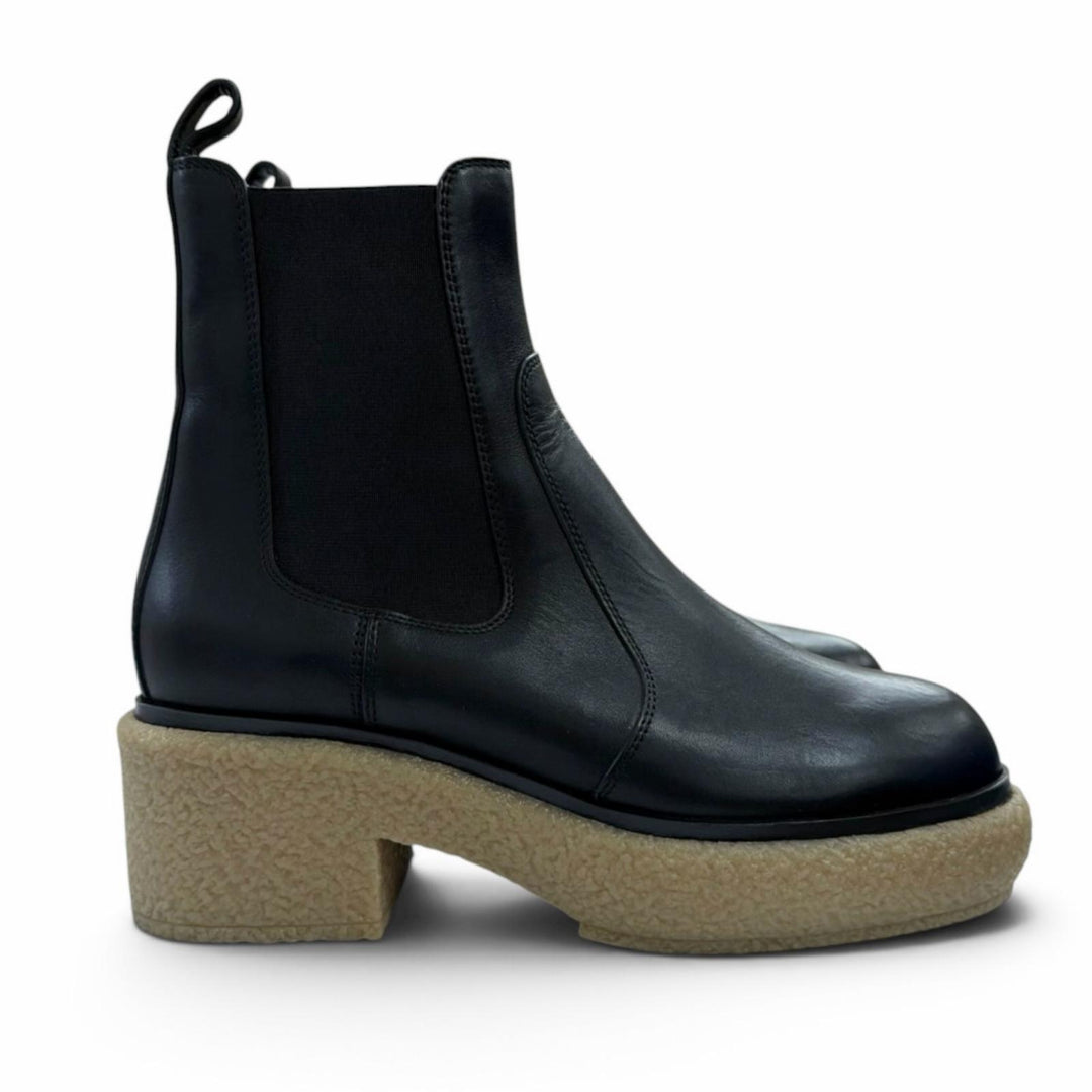 Excellent HERMES boots Forever 30 Side Gore black leather Women 36 222042Z
