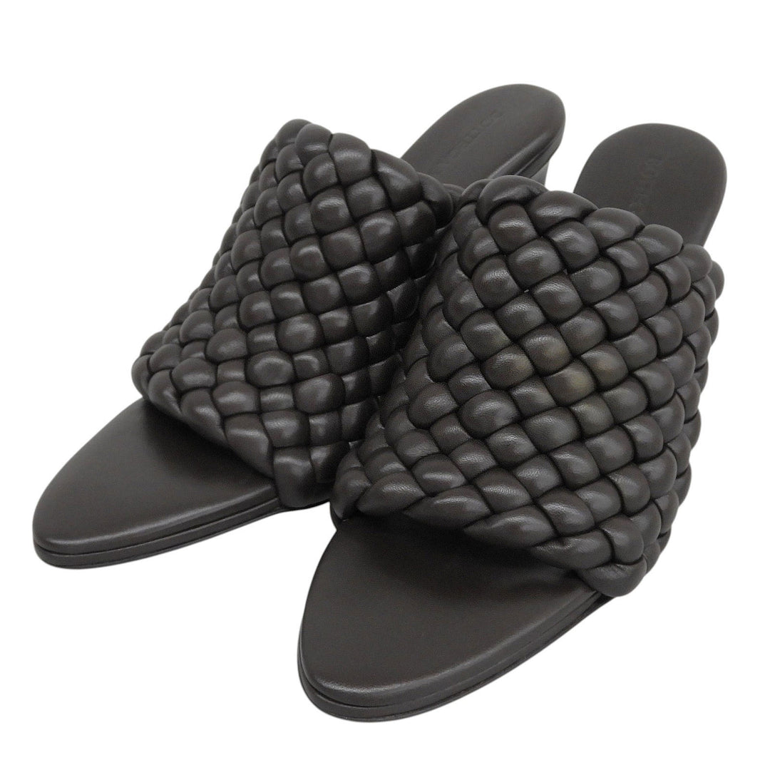 Excellent BOTTEGAVENETA Sandals Curve INTRECCIATO mules Brown leather Women 36